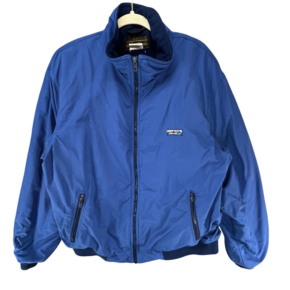 Eddie Bauer Jacket Mens XL Blue Zip Insulated‎ Fleece Lined Gorpcore USA Vintage